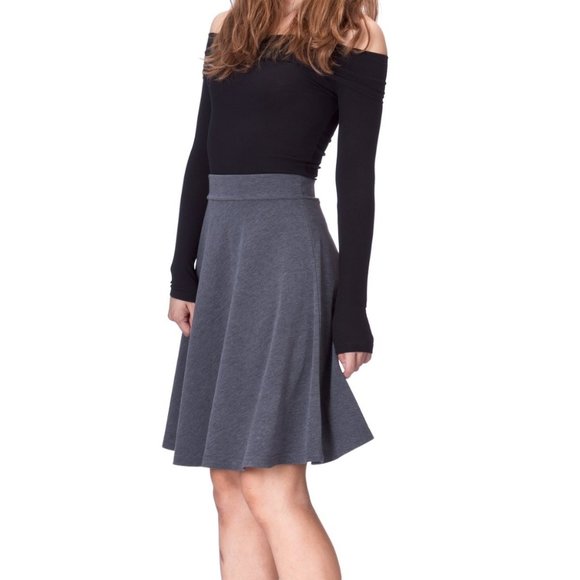 Simple Stretch A-line Flared Knee Length Skirt - Picture 1 of 5